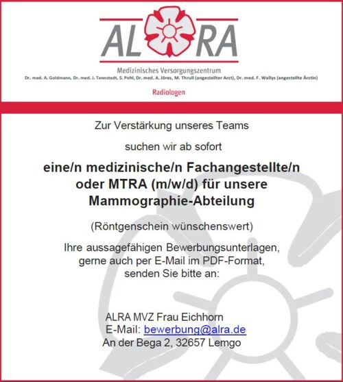 Stellenangebot MTRA Mammographie